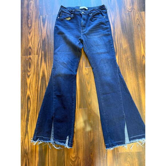 KANCAN JEANS Denim - KanCan Split Front Flare Leg Raw Hem Jeans Size 11/29
